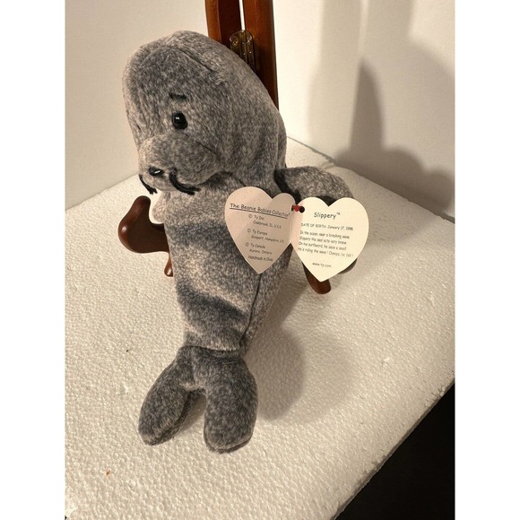 TY Beanie Baby SLIPPERY the Seal Plush 7” Stuffed Animal Toy Christmas Birthday - Picture 3 of 5